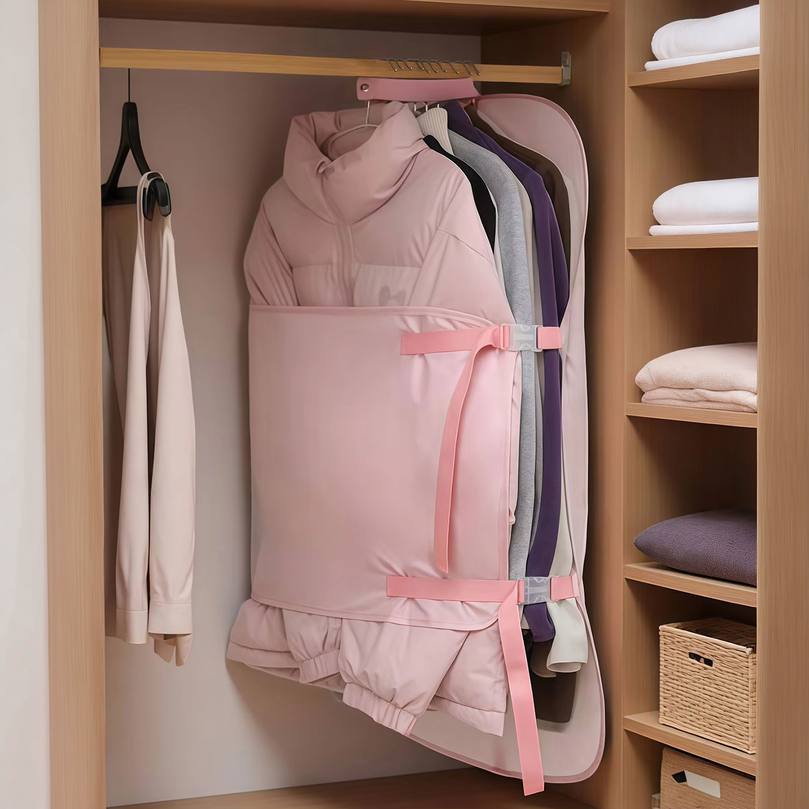 Winter Clothing Organizer - Wardrobe Compression Hanging Bag Lazy Storage