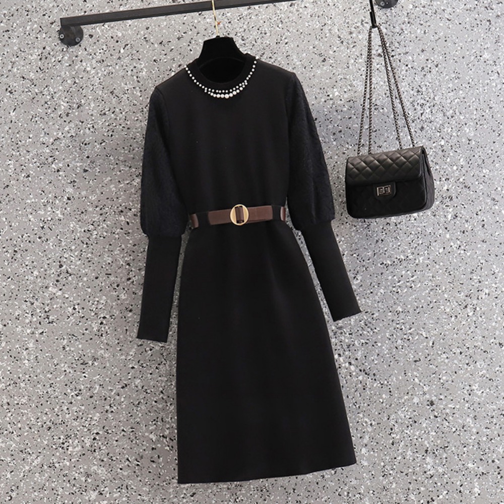 Winter Clothing For Plus Size Women - casual Elegant Beading Knit Spliced autumn