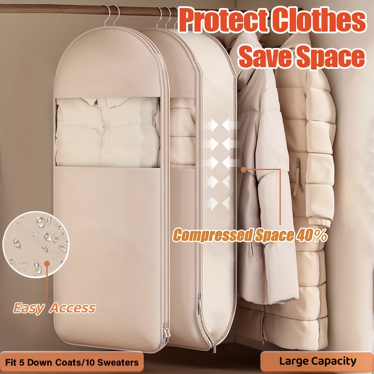 Beige Compression Hanging Bag, - مراجعة Winter Clothing Organizer وسعره