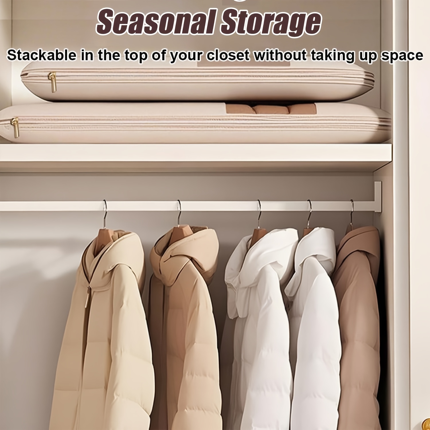 Beige Compression Hanging Bag  - مراجعة Winter Clothing Organizer وسعره