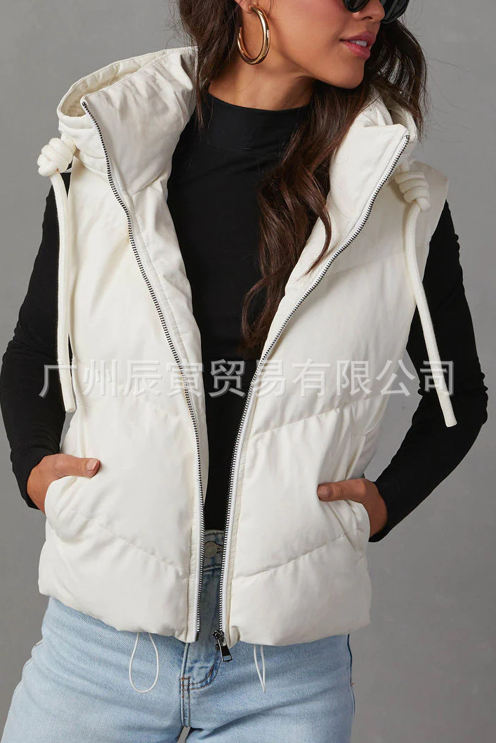 Women's Solid Color Hooded Pad - مراجعة Padded Vest Gilet وسعره
