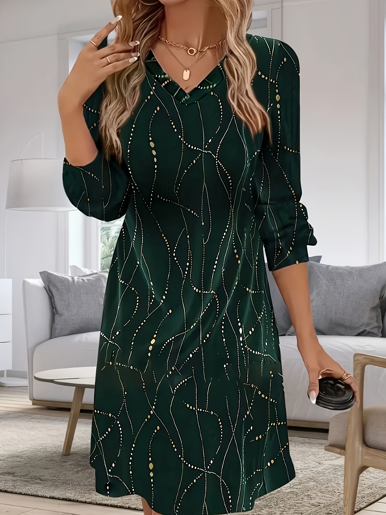 plus Size Velvet Golden Print  - مراجعة Winter Clothing For Plus Size Women وسعره